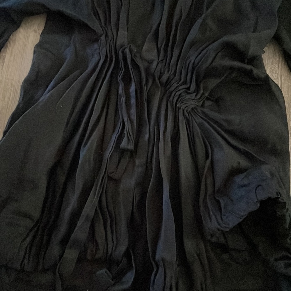 L.A.M.B. Y2K Gwen Stefani asymmetrical black semi-sheer button up top - Picture 2 of 10